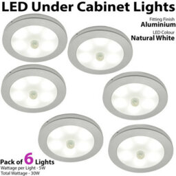 6X Ultra-Slim Aluminium Round Led Kitchen Lights With Pir Sensor - Natural White Lighting Kit - thumbnail 2