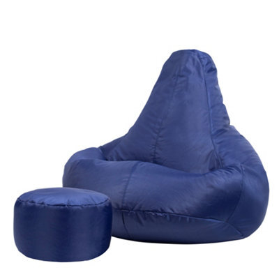 Icon Dalton Adults High Back  Indoor Outdoor Bean Bag Chair & Footstool Pouffe Navy - image 1