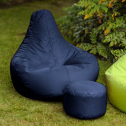 Icon Dalton Adults High Back  Indoor Outdoor Bean Bag Chair & Footstool Pouffe Navy - thumbnail 3