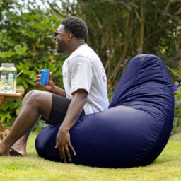 Icon Dalton Adults High Back  Indoor Outdoor Bean Bag Chair & Footstool Pouffe Navy - thumbnail 2