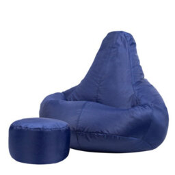 Icon Dalton Adults High Back  Indoor Outdoor Bean Bag Chair & Footstool Pouffe Navy - thumbnail 1