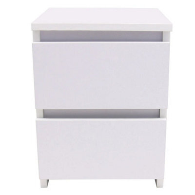Modern White Bedroom Furniture Chest Of 2 Drawers Storage Bedside Cabinet - image 1