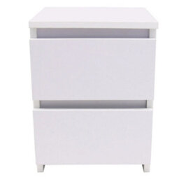 Modern White Bedroom Furniture Chest Of 2 Drawers Storage Bedside Cabinet - thumbnail 1