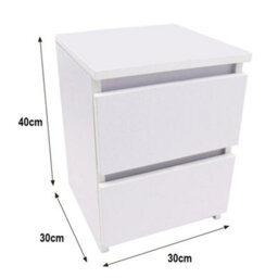 Modern White Bedroom Furniture Chest Of 2 Drawers Storage Bedside Cabinet - thumbnail 2