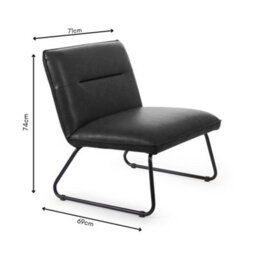 Oakham Saxon Black Faux Leather Lounge Chair - thumbnail 2