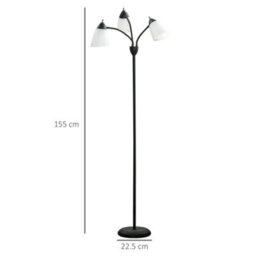 Homcom Tree Floor Lamp With 3 Adjustable Light, Industrial Standing Lamp, Black - thumbnail 3