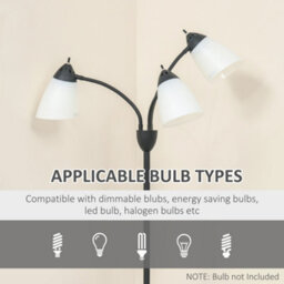 Homcom Tree Floor Lamp With 3 Adjustable Light, Industrial Standing Lamp, Black - thumbnail 7