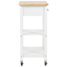 Wyld And Coco Nordicwood Kitchen Trolley, White Mdf With Rubberwood, 58 X 40 X 85 Cm - thumbnail 5