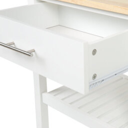 Wyld And Coco Nordicwood Kitchen Trolley, White Mdf With Rubberwood, 58 X 40 X 85 Cm - thumbnail 7