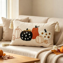 Amorly Mixed Design Pumpkin Lumbar Cushion Cover 30X50Cm, Cream Tassel Farmhouse Pillow Case Only No Insert For Thanksgiving Home Decor - thumbnail 5