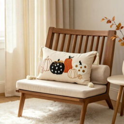 Amorly Mixed Design Pumpkin Lumbar Cushion Cover 30X50Cm, Cream Tassel Farmhouse Pillow Case Only No Insert For Thanksgiving Home Decor - thumbnail 4