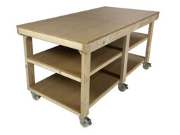 Arbor Garden Solutions Workbench Mdf Top, Large Heavy-Duty Table (H-90Cm, D-90Cm, L-180Cm) With Wheels And Double Shelf - thumbnail 1
