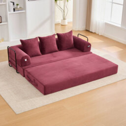 Matteo Modular Foldable Corduroy Sofa - Wine Red - thumbnail 9