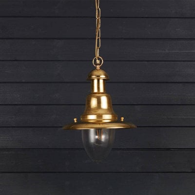 Portwest Westport Coastal Harbour Outdoor Pendant Porch Lantern Brass - image 1