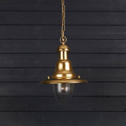 Portwest Westport Coastal Harbour Outdoor Pendant Porch Lantern Brass - thumbnail 1