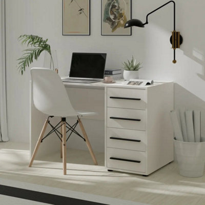 Arte Maxione 01 Desk 120Cm - White, Sleek Four-Drawer Office Desk - image 1