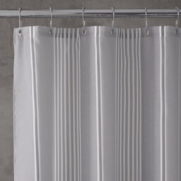 Catherine Lansfield Bathroom Textured Stripe 180X180Cm Shower Curtain Silver Grey - thumbnail 2