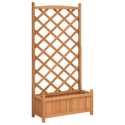 Berkfield Elegant Planter With Trellis Brown Solid Wood Fir - image 1