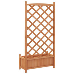 Berkfield Elegant Planter With Trellis Brown Solid Wood Fir - thumbnail 6