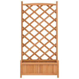 Berkfield Elegant Planter With Trellis Brown Solid Wood Fir - thumbnail 4