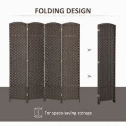 Homcom 4 Panel Folding Room Divider, Privacy Screen, 160 X 170Cm, Brown - thumbnail 5