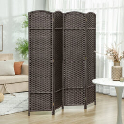 Homcom 4 Panel Folding Room Divider, Privacy Screen, 160 X 170Cm, Brown - thumbnail 1