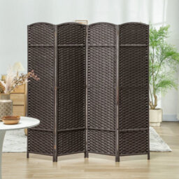 Homcom 4 Panel Folding Room Divider, Privacy Screen, 160 X 170Cm, Brown - thumbnail 7