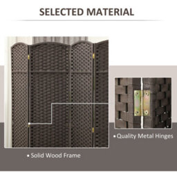 Homcom 4 Panel Folding Room Divider, Privacy Screen, 160 X 170Cm, Brown - thumbnail 6