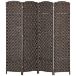 Homcom 4 Panel Folding Room Divider, Privacy Screen, 160 X 170Cm, Brown - thumbnail 2