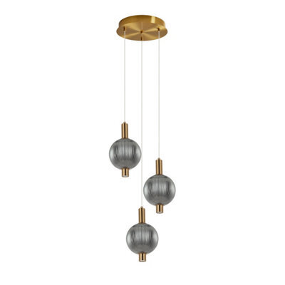 Luminosa Lighting Luminosa Lenti Cluster Pendant Ceiling Light Brass 3000K Warm White 3Xled - image 1