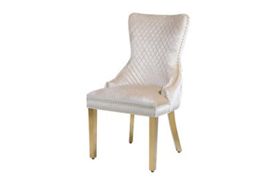 Home Luxe Interiors Set Of 2 Cream Victoria Dining Chairs With Gold Legs - image 1
