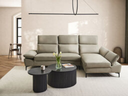 Beliani Corner Sofa 4 Seater Farila Leather Taupe Adjustable Left Hand - thumbnail 2