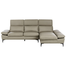 Beliani Corner Sofa 4 Seater Farila Leather Taupe Adjustable Left Hand - thumbnail 1