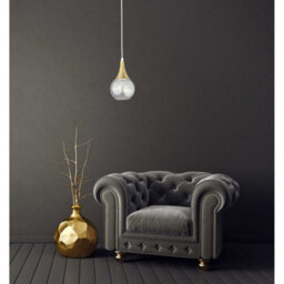 Luminosa Lighting Luminosa Lacrima Slim Pendant Ceiling Light White, Gold Transparent Glass Shade 1X E27 - thumbnail 3