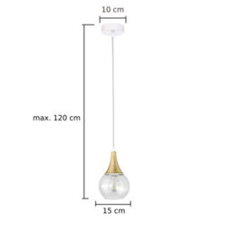 Luminosa Lighting Luminosa Lacrima Slim Pendant Ceiling Light White, Gold Transparent Glass Shade 1X E27 - thumbnail 2