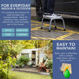 Heftman Step Stool Metal Grey Footstool - thumbnail 5
