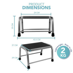 Heftman Step Stool Metal Grey Footstool - thumbnail 2