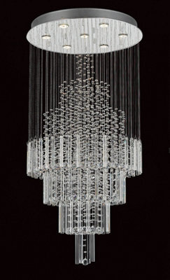 Luminosa Lighting Luminosa Barcelona Crystal 7 Light Stairwell Chrome Frame Cluster Pendant Ceiling Light - image 1