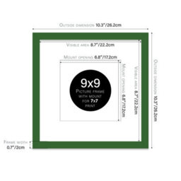 "9X9"" Green Picture Frame - 9X9"" Square Frame With 7X7"" Mount For 9X9""/7X7"" Pictures Art Deco Style Gallery Wall, 1 Pack" - thumbnail 2