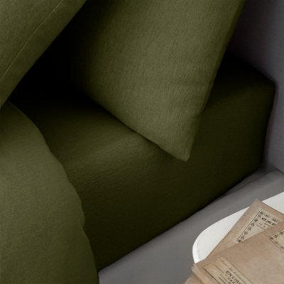 Catherine Lansfield Brushed Cotton Fitted Sheet Green - image 1