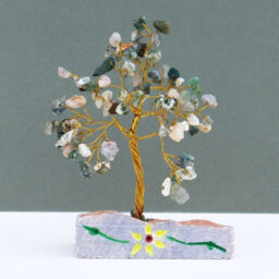 Serenityy Tree Agate Gemstone Tree On Rock Base - Handmade Decorative Figurine, 80 Stones, Multicolour, 240G - thumbnail 2
