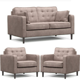 Furnishings For Less UK Eden Pewter Chenille Fabric 3 Piece Sofa Suite 2 Seater And 2 Armchairs - thumbnail 1