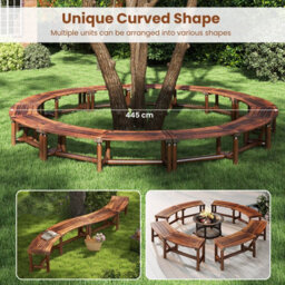 Costway Patio Curved Bench Outdoor Solid Wood Backless Loveseat For 2-3 People - thumbnail 7