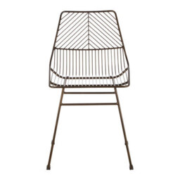 Orsina Interioirs By Premier Comfortable Small Bronze Metal Wire Chair, Metal Chair For Kitchen, Outdoor Tapered Metal Chair For Patio