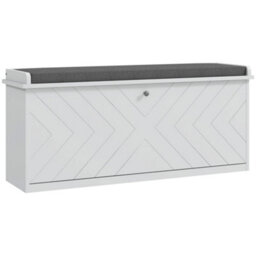Homcom Shoe Bench With Flip Drawer, Cushion, 10 Pairs For Entryway White - thumbnail 2