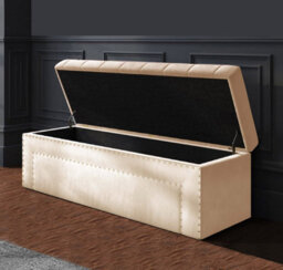 137Cm Duke Ottoman Storage Box -Upholstered Blanket Box - Cream Plush Velvet Multifunctional Storage Box - thumbnail 2