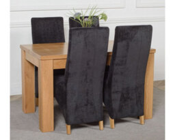 That's Furniture Dakota 127 X 82 Cm Chunky Oak Small Dining Table And 4 Chairs Dining Set With Lola Black Fabric Chairs - thumbnail 3