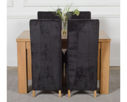 That's Furniture Dakota 127 X 82 Cm Chunky Oak Small Dining Table And 4 Chairs Dining Set With Lola Black Fabric Chairs - thumbnail 2