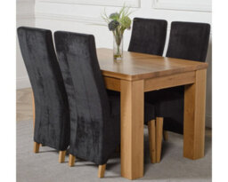 That's Furniture Dakota 127 X 82 Cm Chunky Oak Small Dining Table And 4 Chairs Dining Set With Lola Black Fabric Chairs - thumbnail 1