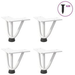 Berkfield Hairpin Legs For Coffee Table 4 Pcs White 10 Cm Solid Steel - thumbnail 1